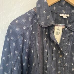 Pilcro Anthropologie Collared Pintuck Blouse Womens Size Small Cottagecore